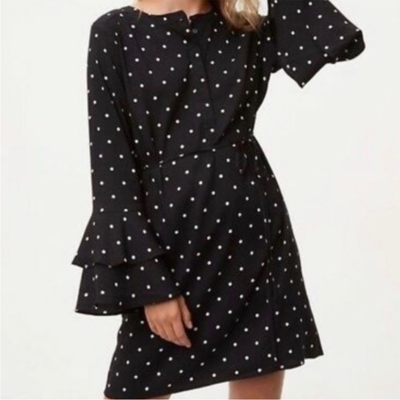 LOFT Polka Dot Bell Sleeve Dress - Picture 1 of 5